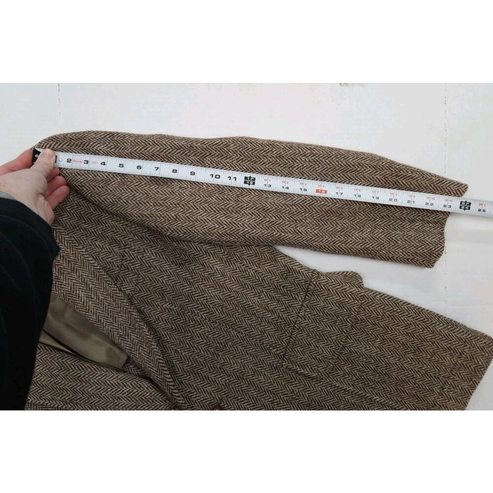 Harris Tweed Stanley Blacker Handwoven Herringbone Wool Blazer Brown Sport Coat - Picture 7 of 9